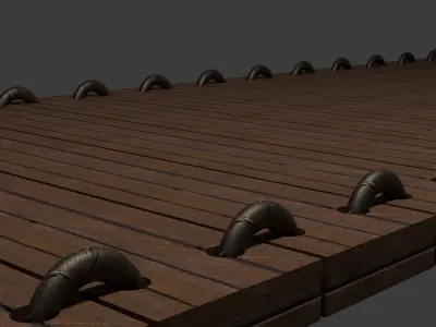 Rustic 3D Wooden Bridge - Detailed Blender Model Free low-poly 3D model