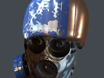 Gas mask helmet 3d model scifi Low-poly Low-poly 3D model 16