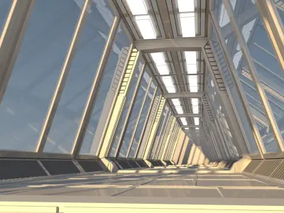 Sci Fi Tunnel Low-poly 3D model 9