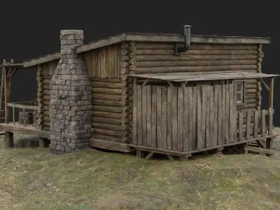  Log Cabin Fully Modeled Interior and Exterior 