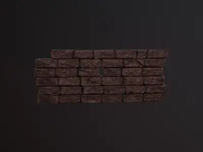 Stone Brick Wall Low-poly 3D model