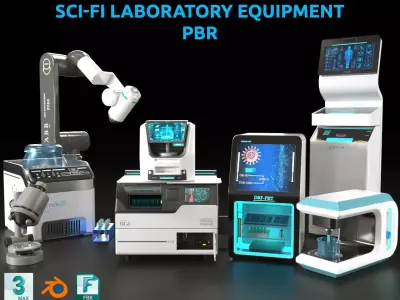 scifi laboratory equipment-modern laboratory Low-poly 3D model