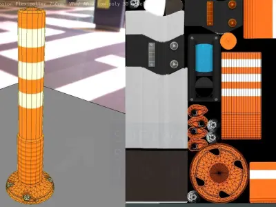Traffic Delineator Flexipoller 750mm low-poly Low-poly 3D model
