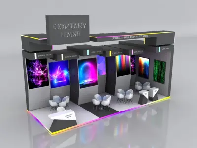 Booth Exhibition Stand Stall 4x10m Height 500 cm 2 Side Open 3D model
