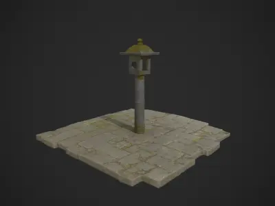 Japanese Stone Lantern - Game Ready - low poly Low-poly 3D model