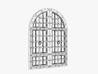 Rusted Medieval Iron Gate Low-poly 3D model