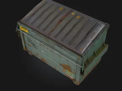 Rusty Green Dumpster  Urban Decay in Grimy Detail 3D model