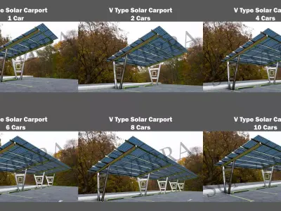 Lowpoly Solar Carport-V Types-Steel Structure Low-poly 3D model