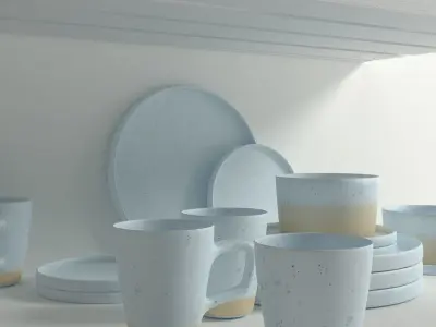 Tableware Collection ceramic dinnerware set - light 3D model