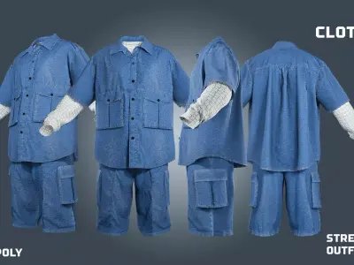 street worker - clothyfic outfit Low-poly 3D model