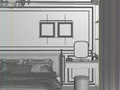 French Style Bedroom Low-poly 3D model