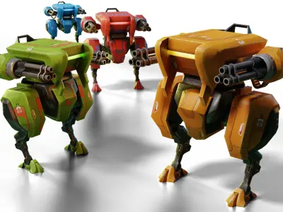 Droll Robot 05 Low-poly 3D model
