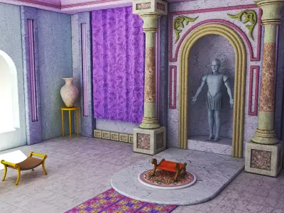 hall of a Greek palace Low-poly 3D model