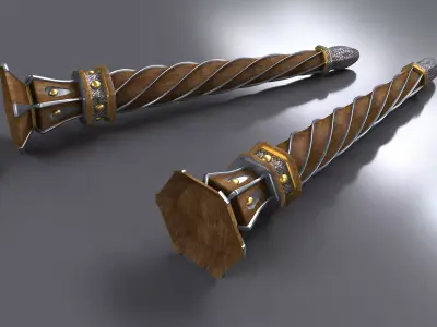 TORCH pair of swords Low-poly 3D model