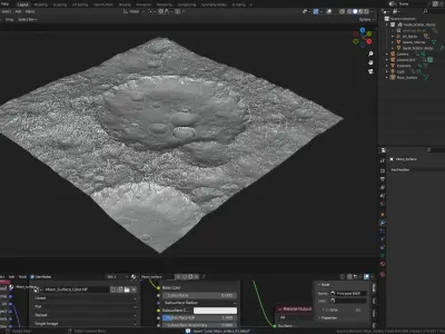 Blender Moon Terrain 4K maps and rocks 3D model