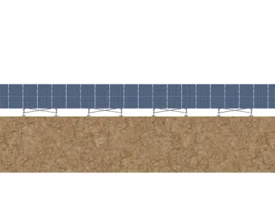 Lowpoly Ground Mounted Solar Panels-26 Rows of PV Modules Low-poly 3D model