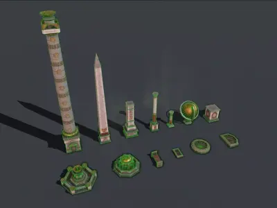 Roman greek Monument Low-poly 3D model