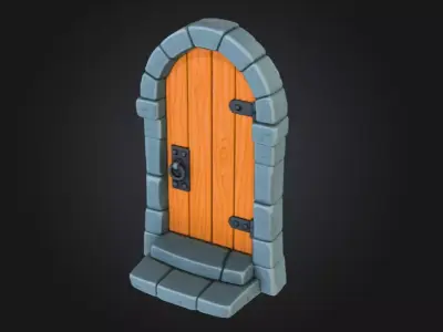 Medieval Wooden Door Low-poly 3D model order