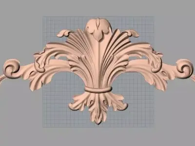 Bed door flower 3D relief STL model for CNC engraving E512 3D model