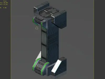 Mechanical-wall column 3D model