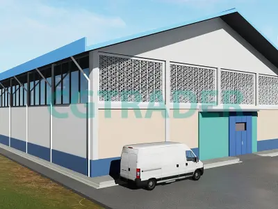 Industrial Warehouse 3d model exterior building 3D model