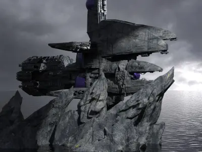 Alien Ocean Relay Station Tower Kit bash 3D model