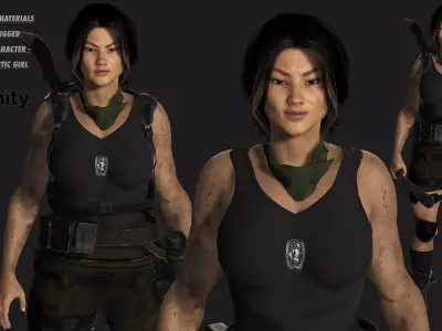 AAA 3D REALISTIC FEMALE CHARACTER -ASIAN SURVIVOR APOCALYPTIC 6 Low-poly 3D model