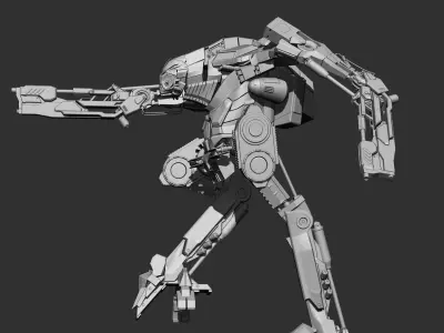 Robot Mech Bi-ped character rigged  3D model