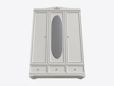 Children Decorated Wardrobe with Mirror and Drawers 3D model