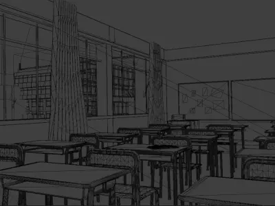 Anime Classroom 3D model
