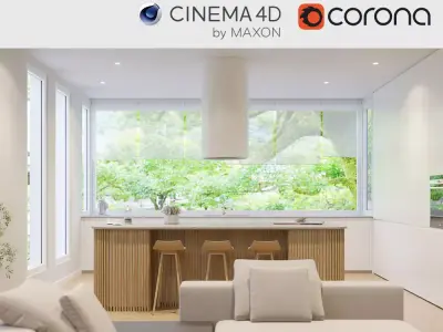Corona - C4D Scene files - Modern Kitchen Interior 3D model buy