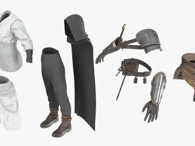  Medieval Assassin Outfit With Armor T-Pose 