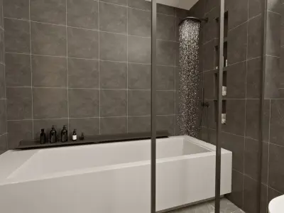 Grey bathroom interior Scene  3D model