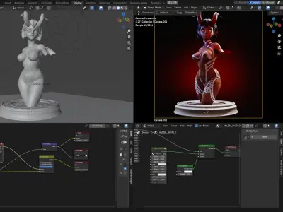 Demon Elf Girl Statue 3D model