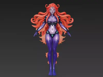 Female Fish Creature 3D Model Low-poly 3D model