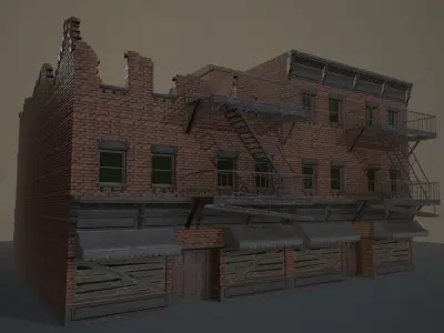 Ruined NYC Buildings Low-poly 3D model