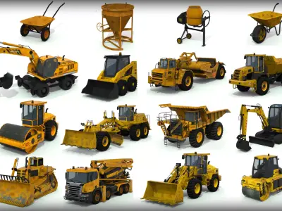 Construction Vehicles Pack Low-poly 3D model