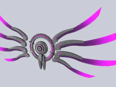 Sci fi wings Low-poly 3D model