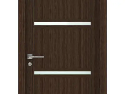Door-039 wooden door with glass panels 3D model