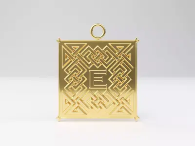 Celtic pendant letter E 3D print model