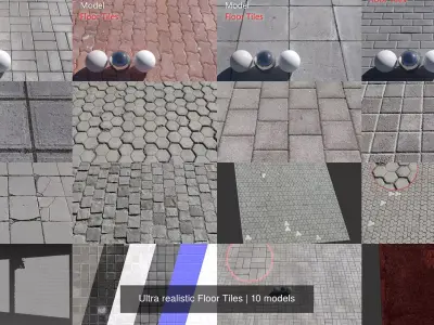 Ultra realistic Floor Tiles 3D Model Pack
