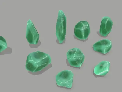crystal set Low-poly 3D model