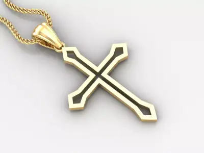 High Cross Pendant Light Gold 18K 4CP023 3D print model