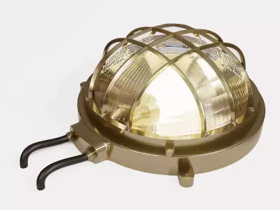 Brass Bulkhead Light for ceiling wall on ship or interior home 3D model