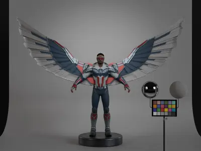 Captain America - Sam Wilson Low-poly 3D model