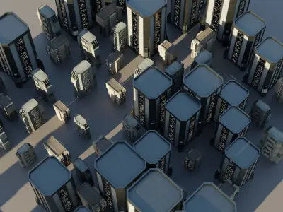 Sci-fi City Buildings 02 Low-poly 3D model