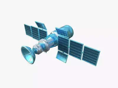 Satellite A07 Blue - SciFi Space Design Low-poly 3D model
