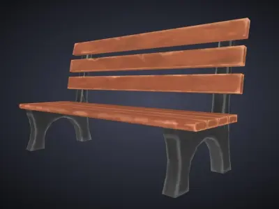 Bench Handpaint Low-poly 3D model