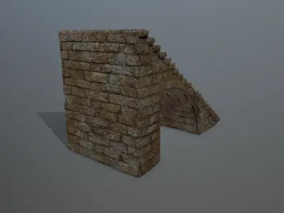 stairs brick wall Low-poly 3D model
