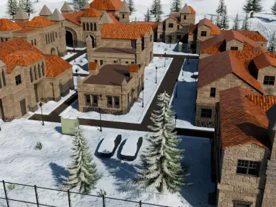 Snowy Village Layout 3D model